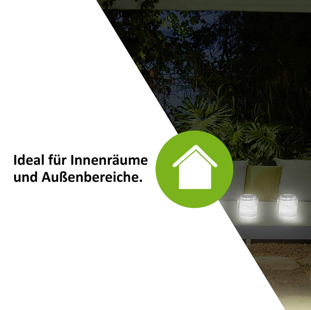 Solar Gartenlaterne Einmachglas-Stil 6er Set 10 LEDs grün - Bild 6