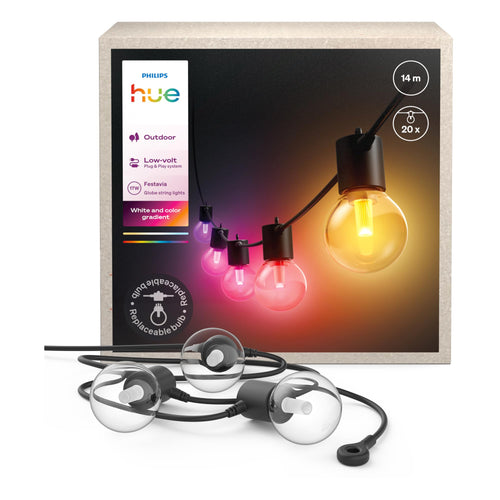 Smart LED Lichterkette Aussen 14m 20 Kugeln RGB dimmbar IP65