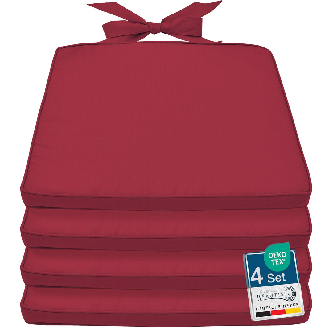 Sitzkissen Outdoor 4er-Set Polyester 45x40x5 cm für Gartenstühle
