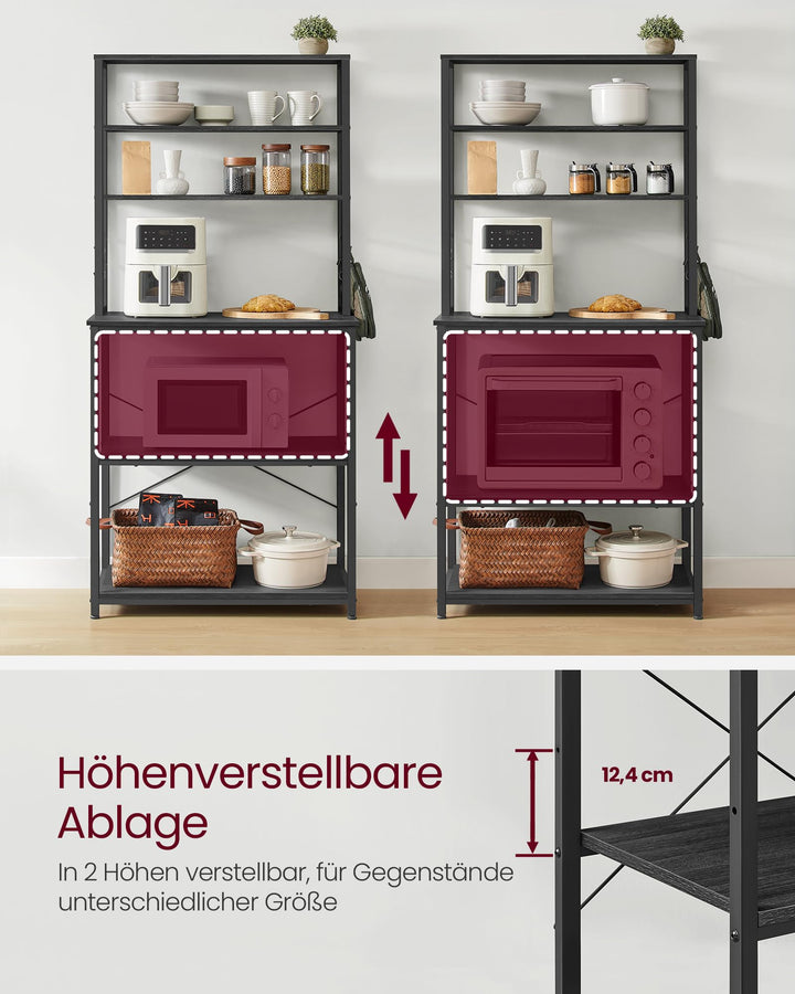Küchenregal 6 Ebenen mit 6 Haken Stahl-Holz 40x80x167 cm - Bild 6
