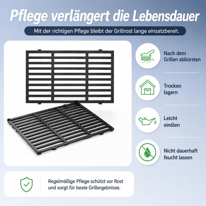 Gusseisen Grillrost 2er-Set für Weber Spirit 300 Serie 44,5x30cm - Bild 7