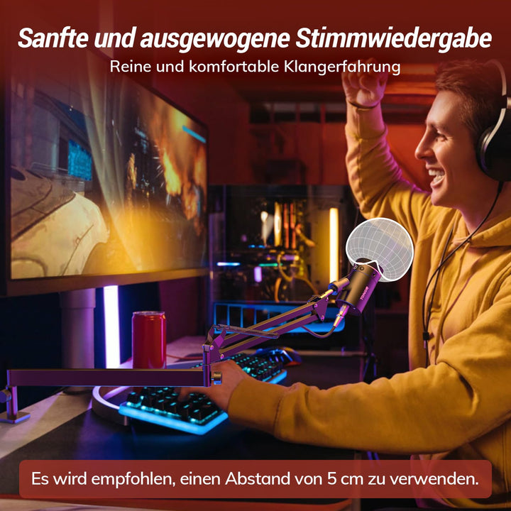 Dynamisches USB/XLR Mikrofon Set mit Gelenkarm für Podcast - Bild 4