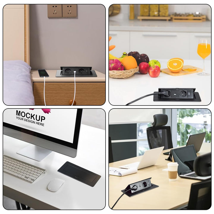 Versenkbare Tischsteckdose 2-fach USB-C PD20W + USB-A Schwarz - Bild 7