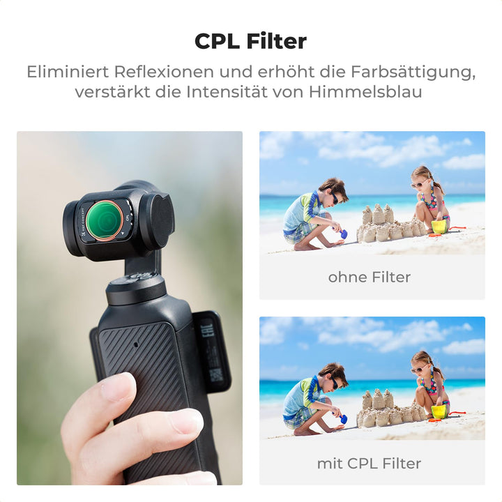 Filterset für DJI Osmo Pocket 3/4 Magnetisch ND2-32 CPL Black Mist Weitwinkel - Bild 3
