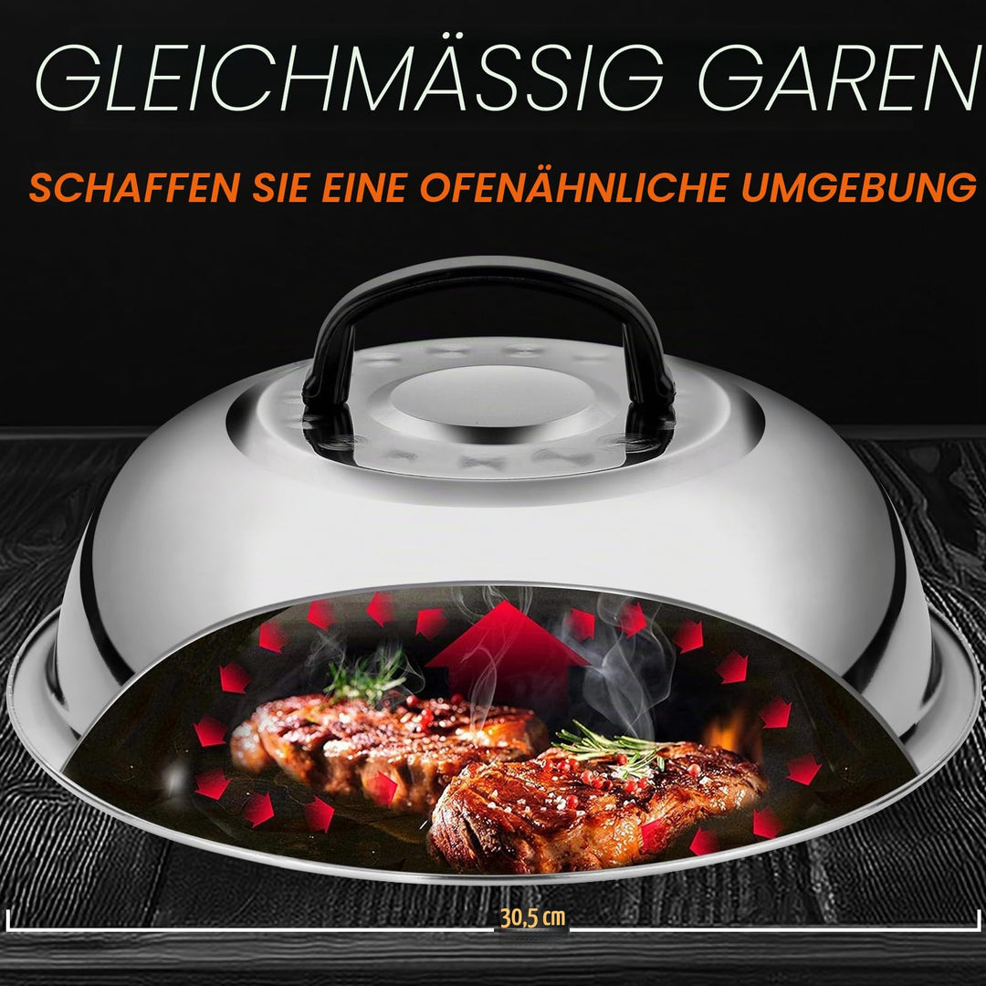 Grillbesteck Set 27-tlg Edelstahl Plancha BBQ mit Burgerpresse - Bild 3