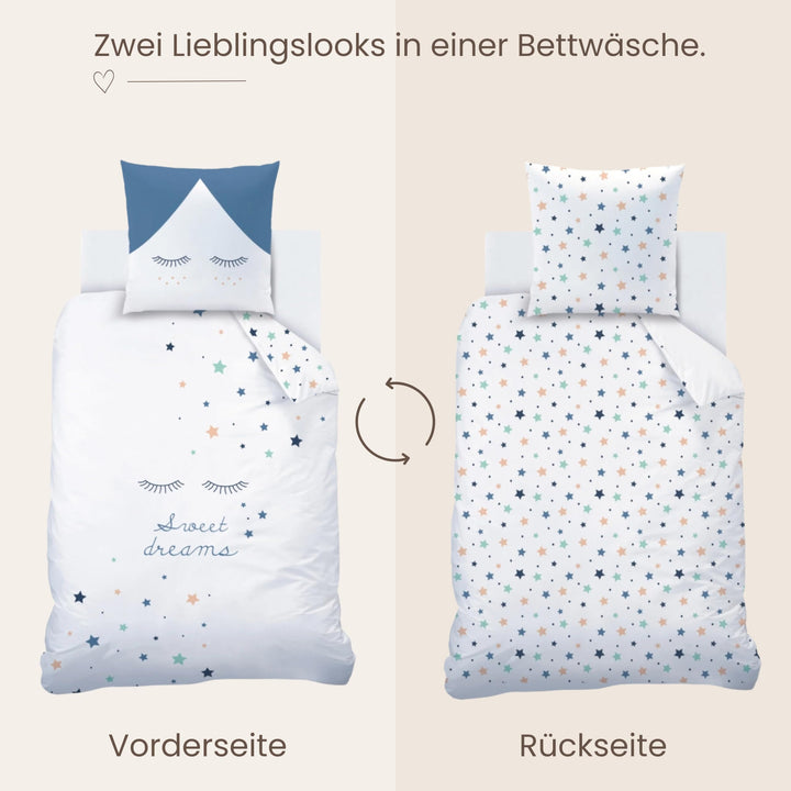 Kinderbettwäsche Mädchen 135x200 Baumwolle Wendebettwäsche Sterne - Bild 5
