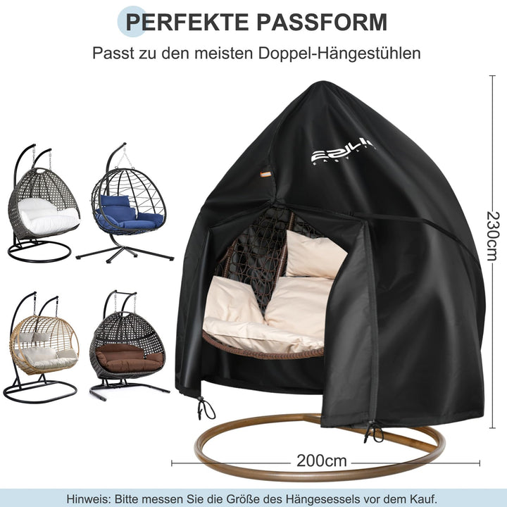 Hängesessel Schutzhülle 420D Oxford wasserdicht 230x200 cm schwarz - Bild 2