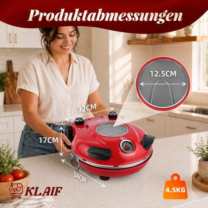 Elektrischer Pizzaofen 420°C Naturkeramikstein 31cm für Zuhause - Bild 6