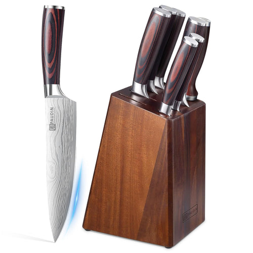 Messerblock Set 9-teilig Edelstahl mit Holzgriff für Küche