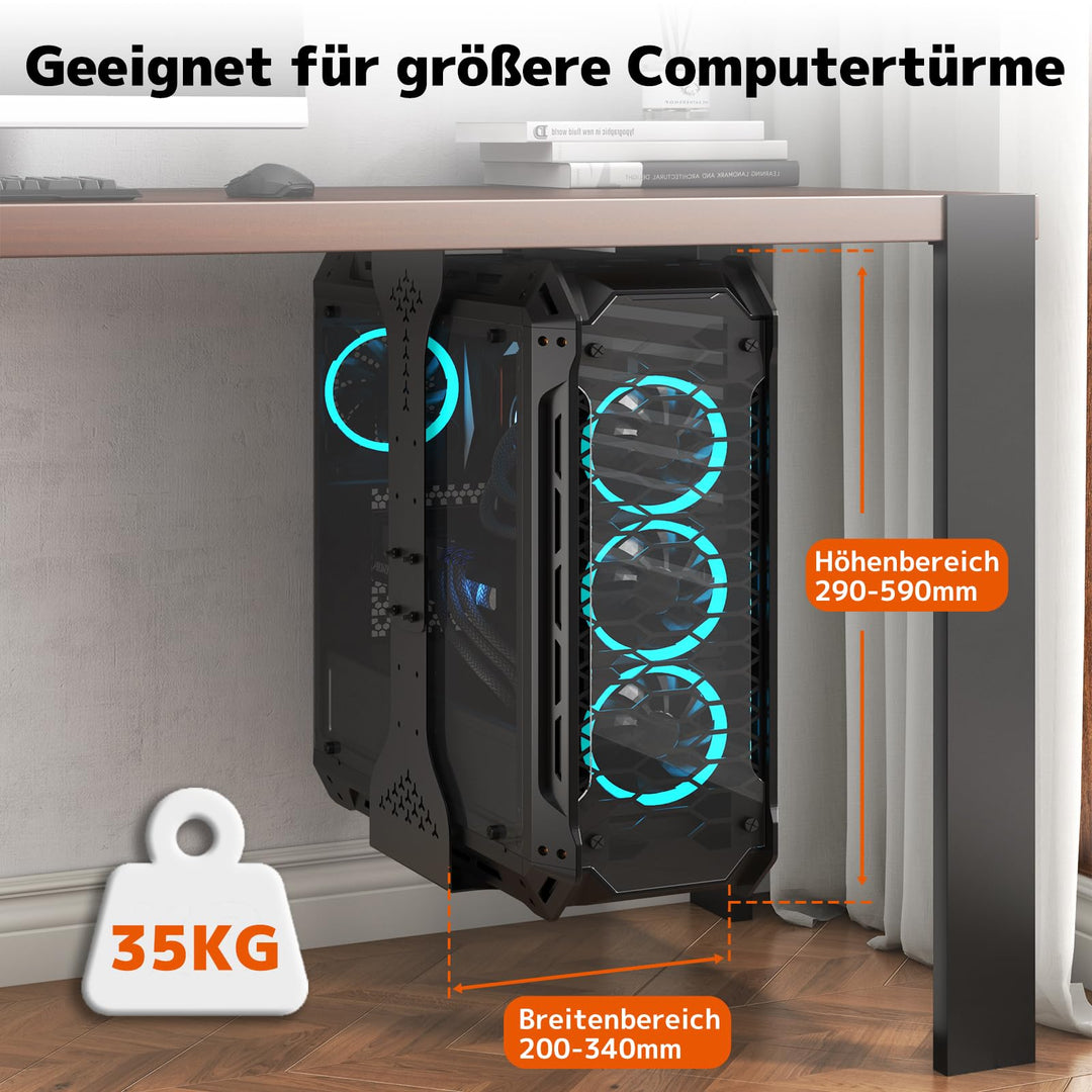 PC-Halterung unter Schreibtisch Stahl 35 kg bis 340 mm Breite - Bild 2