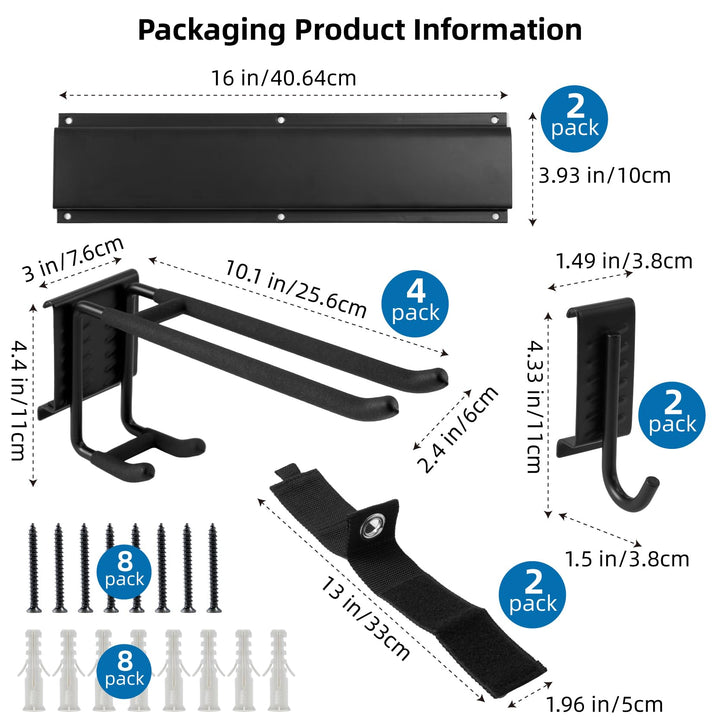 Werkzeug-Wandregal Stahl 80 cm mit 8 Haken für Garage und Garten