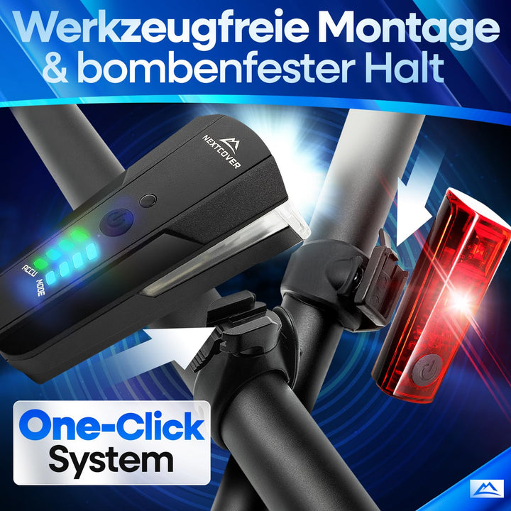 Fahrradlicht Set LED 80 Lux mit Automatik-Sensor StVZO 11h Akku - Bild 7