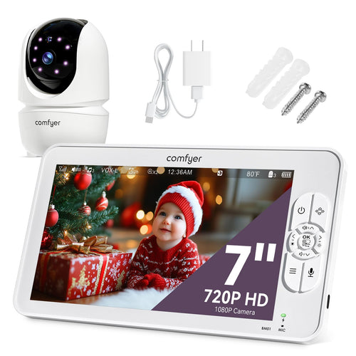 Babyphone mit Kamera 7 Zoll HD ohne WLAN 6000mAh Akku Split-Screen