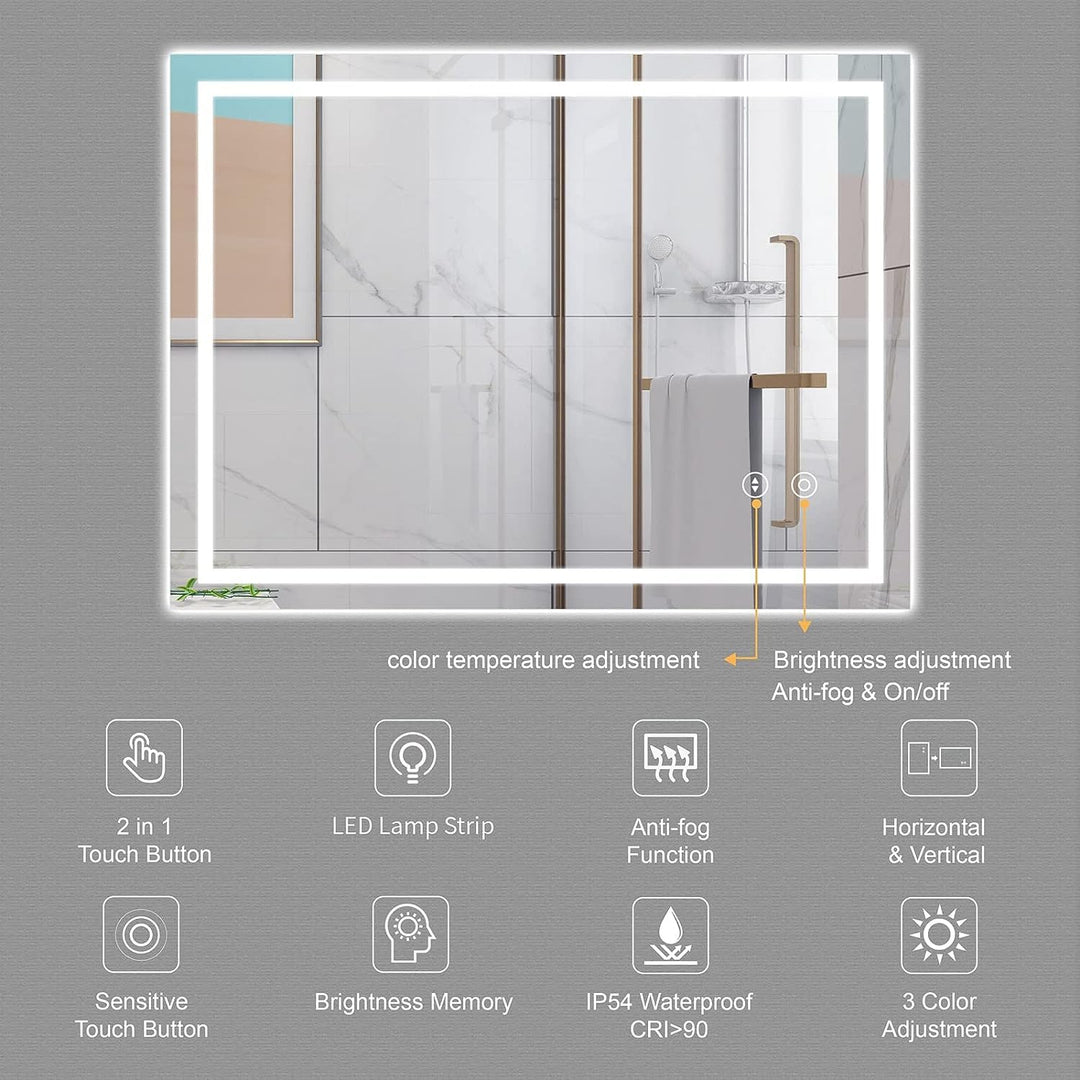 Badspiegel LED beleuchtet 60x80 cm 3 Lichtfarben dimmbar Antibeschlag - Bild 3
