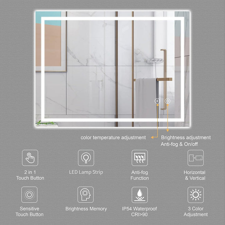 Badspiegel LED beleuchtet 60x80 cm 3 Lichtfarben dimmbar Antibeschlag - Bild 3