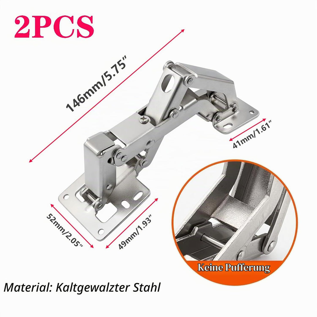 Aufschraubscharnier mit Feder 170° Öffnungswinkel für Schränke, 2 Stück - Bild 2