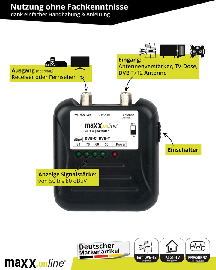 Signaltester DVB-C/DVB-T Kabelfernsehen LED-Anzeige analog/digital - Bild 4