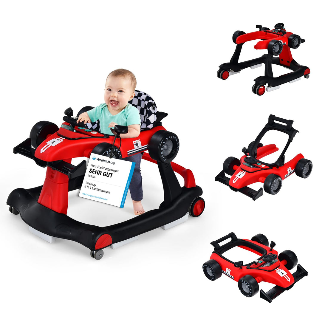 Lauflernhilfe 4-in-1 Auto mit Musik &amp; Licht für Babys 6-18 Monate