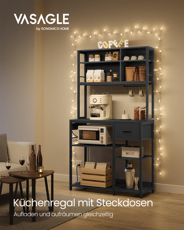 Küchenregal mit Steckdosenleiste 4-fach 40x100x180 cm anthrazit - Bild 2