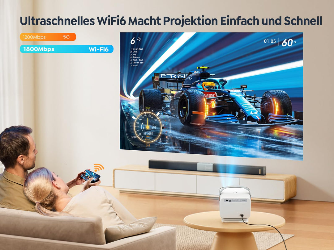 Beamer Full HD 1080P mit Autofokus, WiFi6, Dolby 20W, Netflix - Bild 6