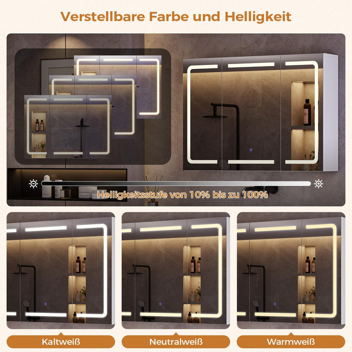 Spiegelschrank Bad LED 3 Farbtemperaturen mit Steckdose 60×80 cm - Bild 3