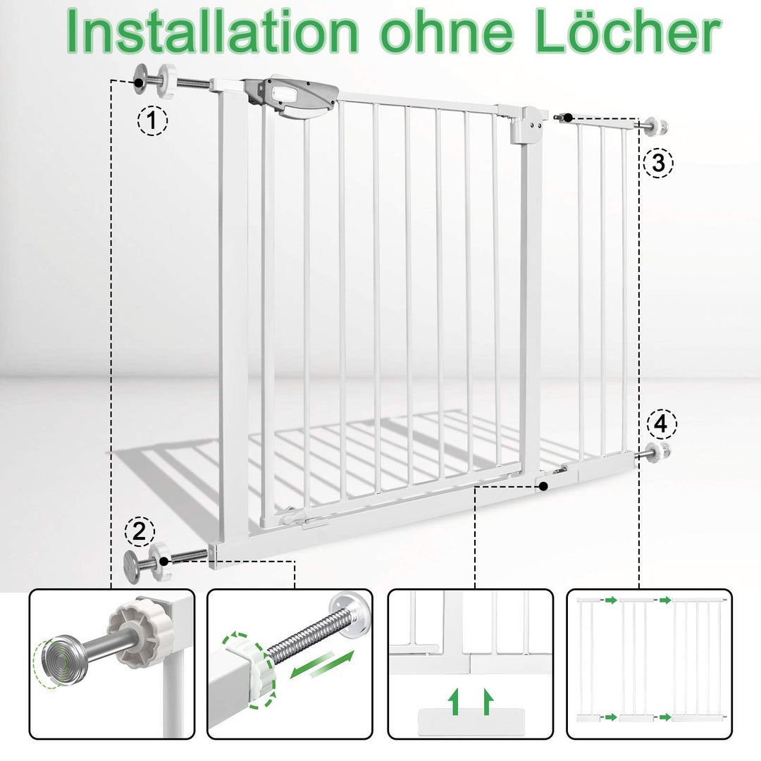 Treppenschutzgitter ohne Bohren Metall 85-95 cm selbstschliessend - Bild 4