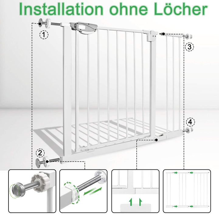 Treppenschutzgitter ohne Bohren Metall 85-95 cm selbstschliessend - Bild 4