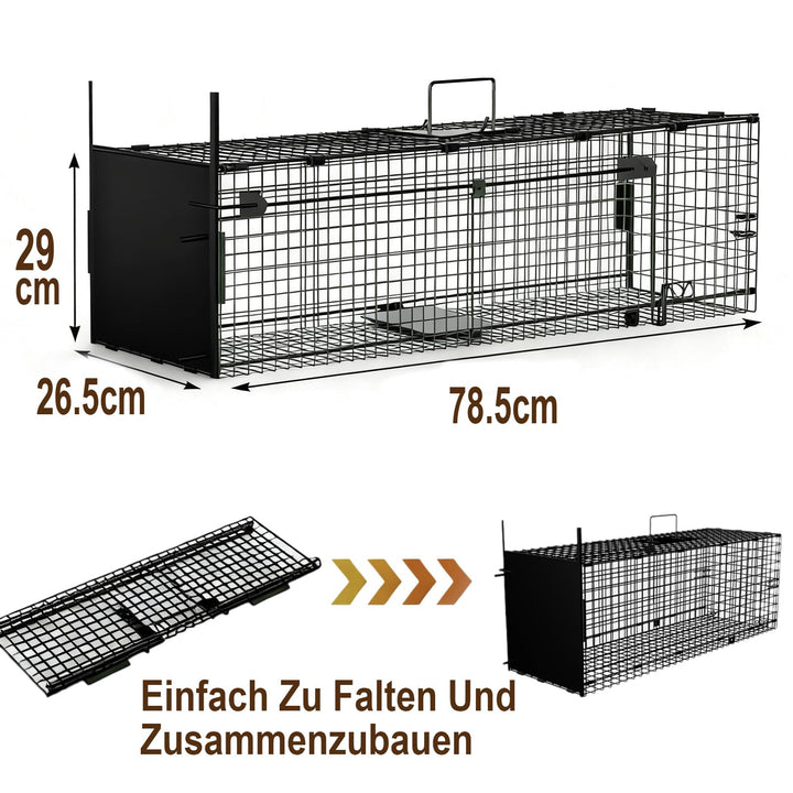 Lebendfalle Metall faltbar 78x26x29cm fuer Marder Fuchs Katze - Bild 2
