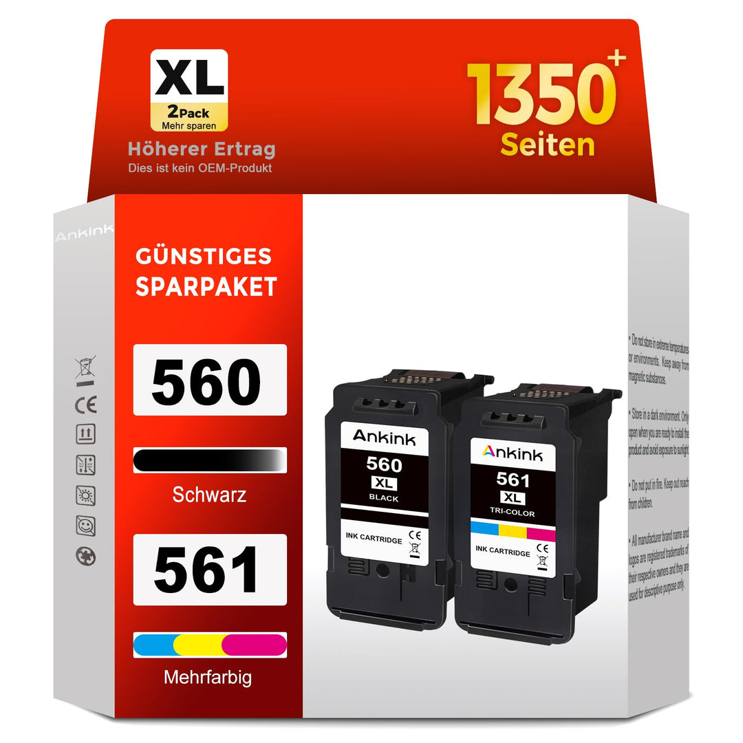 Tintenpatronen Set XL Schwarz + Farbe fuer Canon TS5350 TS7450 2er-Pack