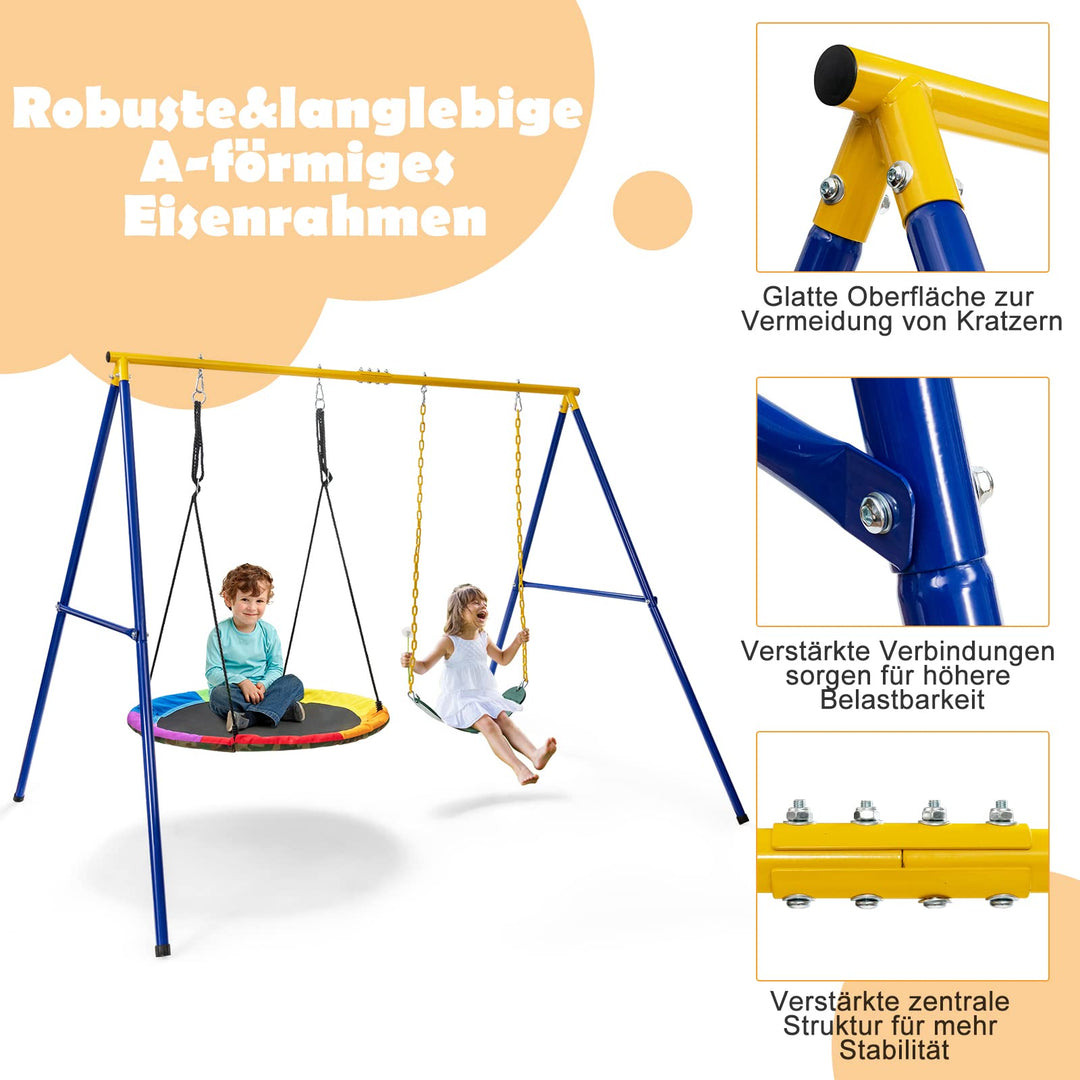 Doppelschaukel mit Gestell Stahl 300 kg Kinderschaukel + Nestschaukel - Bild 4