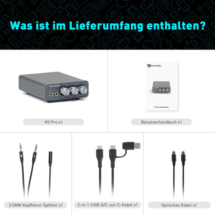 DAC Kopfhörerverstärker USB-C/Optisch/Koaxial 24bit/192kHz Gaming HiFi - Bild 10