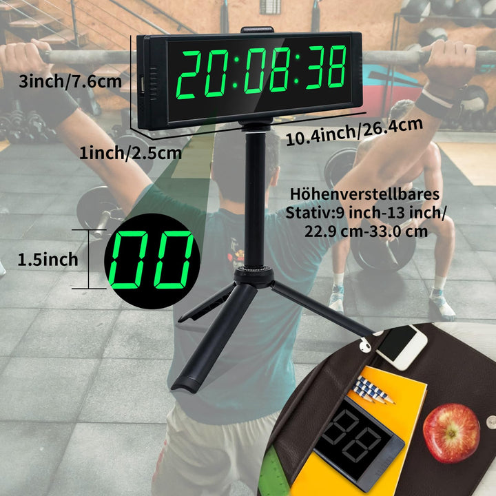 LED Intervall-Timer Stoppuhr mit Fernbedienung 12/24H Wanduhr - Bild 5