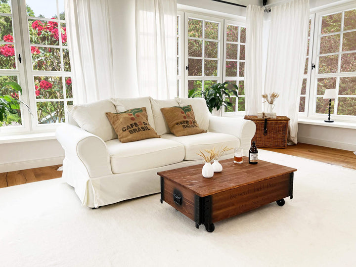 Couchtisch Truhe Massivholz Kiefer mit Rollen Vintage 100x58x31cm - Bild 7