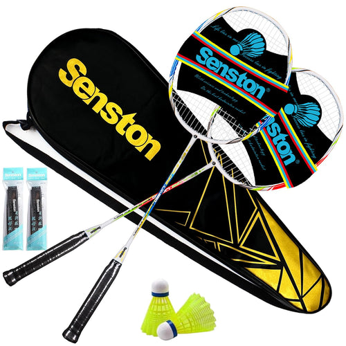 Badminton-Set Kohlefaser 2 Schläger mit Tasche für Anfänger