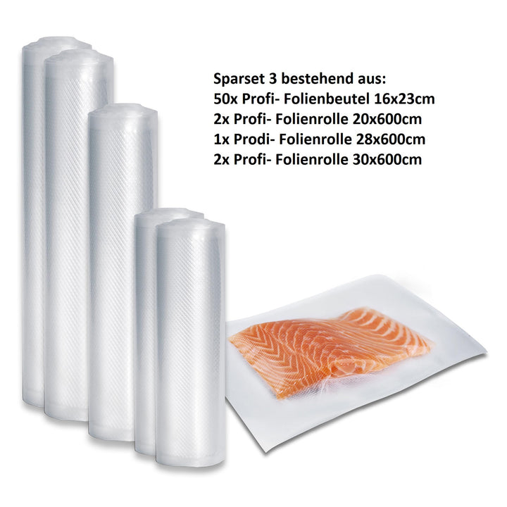 Vakuumfolien Set 5 Rollen + 50 Beutel 150µm BPA-frei kochfest - Bild 2