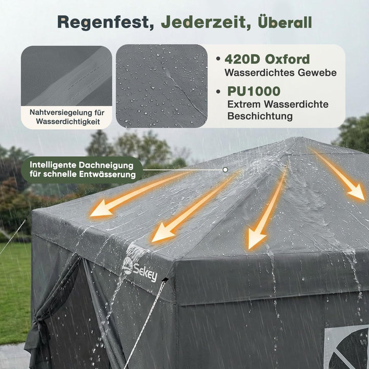Faltpavillon 3x3 m Pop-Up mit 4 Seitenwänden 420D Oxford anthrazit - Bild 5