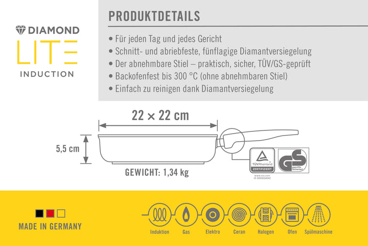 Guss-Pfanne viereckig Aluminium Antihaft 22x22 cm alle Herdarten - Bild 8