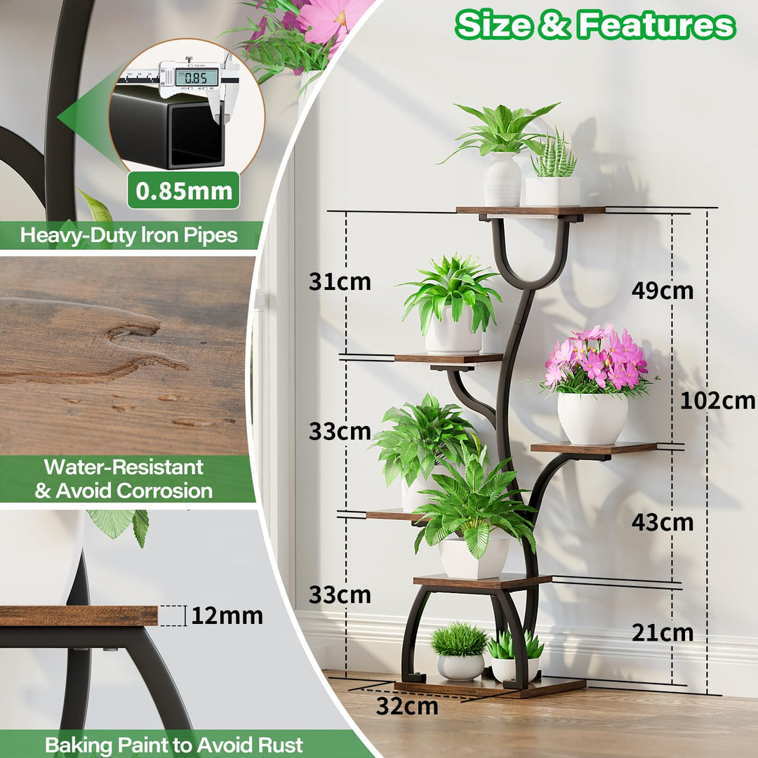 Pflanzenregal 6 Ebenen mit Wachstumslampe Metall Holz 2er-Set - Bild 7