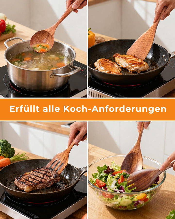 Küchenutensilien Set Teakholz 10-teilig mit Kelle und Wender - Bild 7