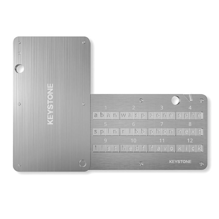 Seed Phrase Backup aus Edelstahl 304 für 12–24 Wörter BIP39