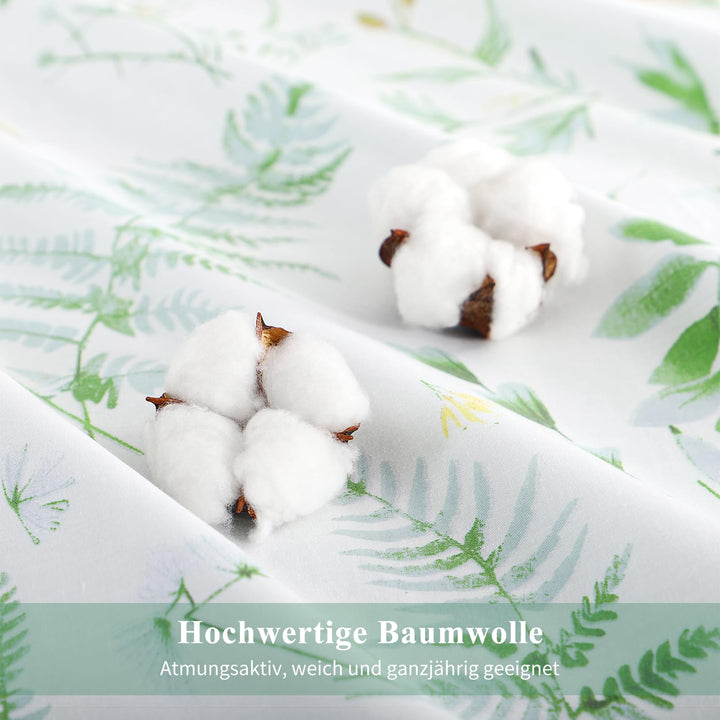 Bettwäsche 135x200 Baumwolle 4-teilig Blumen-Muster Grün - Bild 4
