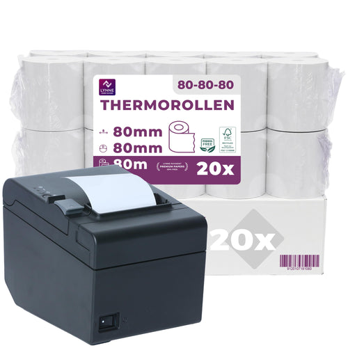 Thermorollen 80mm x 80m BPA-frei für Bondrucker 20 Stück