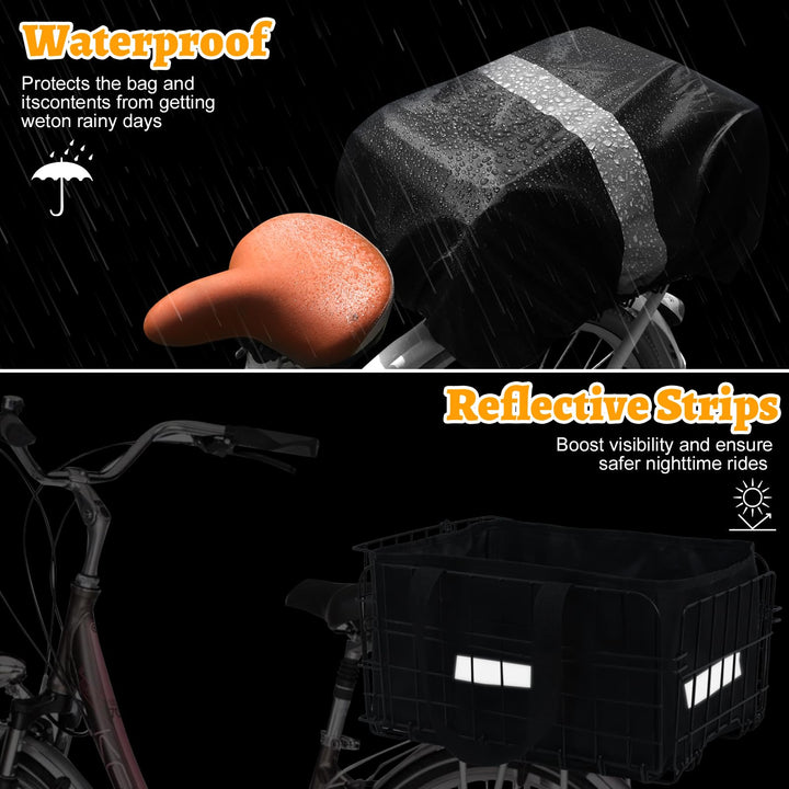 Fahrradkorb Gepäckträger hinten faltbar 40x28x22 cm schwarz - Bild 5
