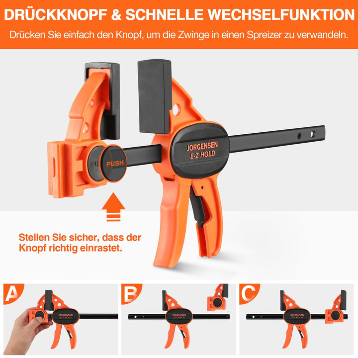 Einhandzwingen Set 4-teilig Stahl 2-in-1 mit Spreizfunktion - Bild 3
