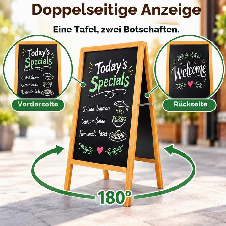 Kreidetafel Aufsteller A-Form magnetisch beidseitig 100×50 cm Holz - Bild 5