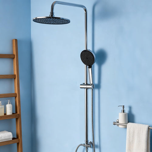 Regendusche Set Chrom ohne Armatur Ø250mm 4 Strahlarten höhenverstellbar