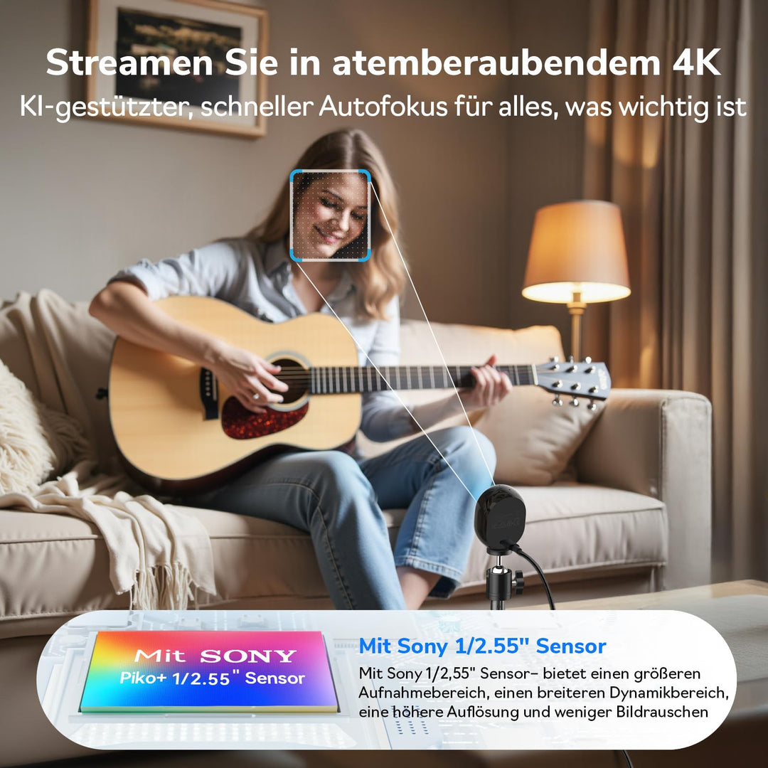 Webcam 4K Dual-Kamera KI-Fokus USB-C mit 3 Mikrofonen - Bild 2