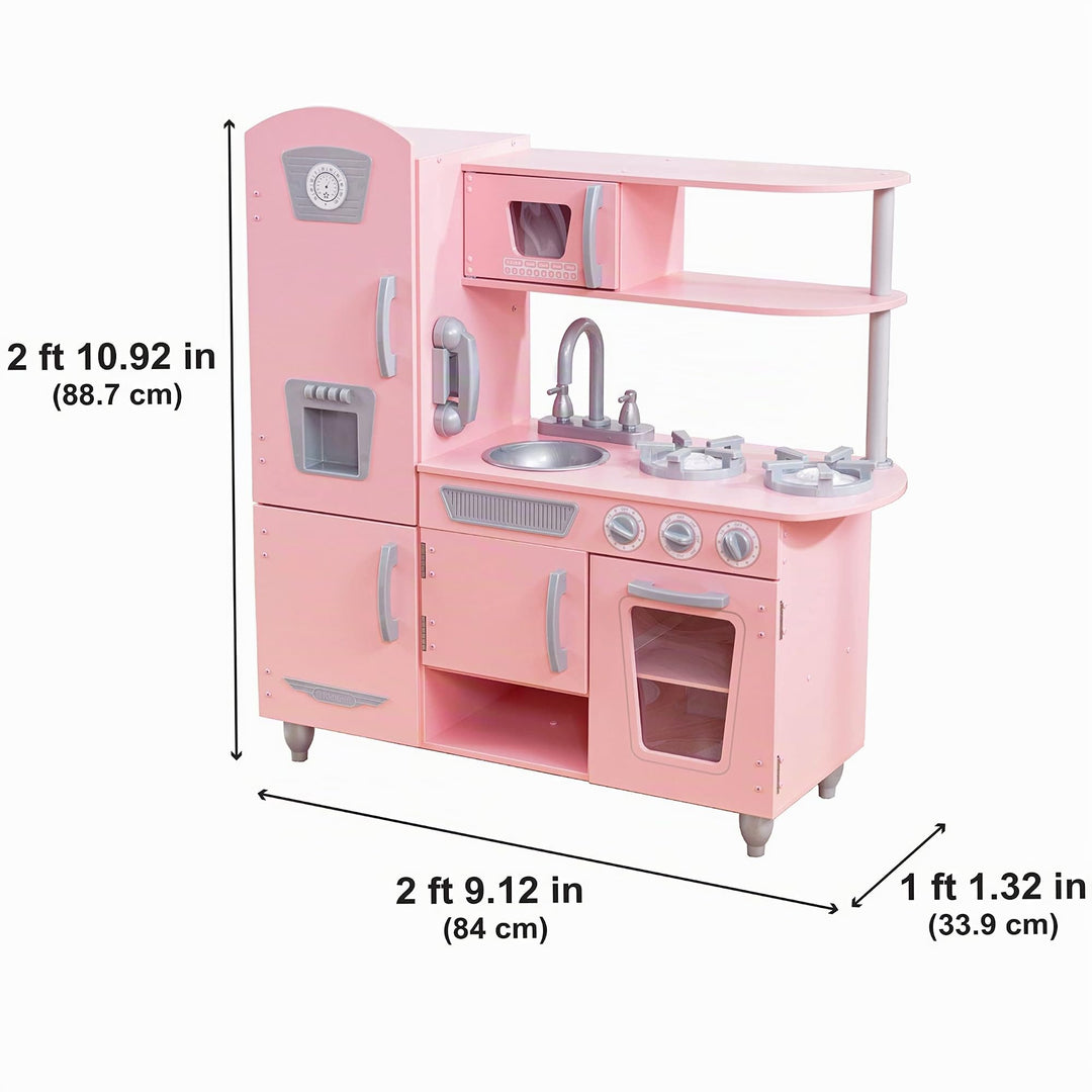 Kinderküche Holz Vintage Rosa mit Telefon &amp; Retro-Kühlschrank - Bild 3