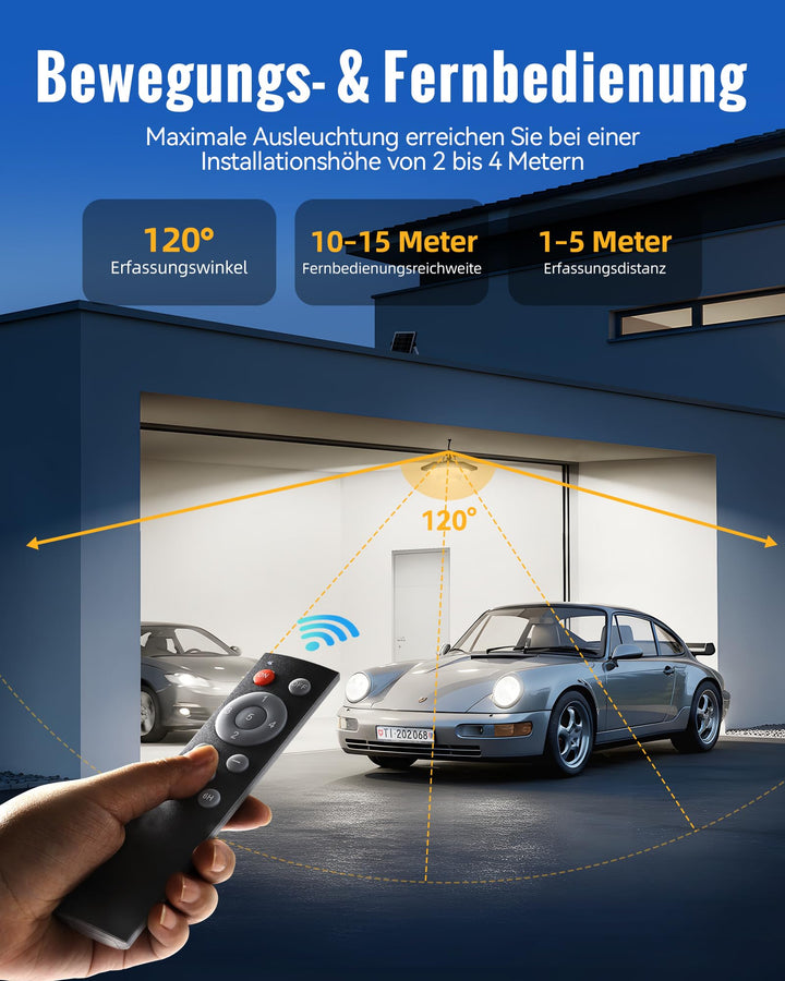 Solar Pendelleuchte 4000lm mit Bewegungsmelder 3 Farbtemperaturen IP65 - Bild 4