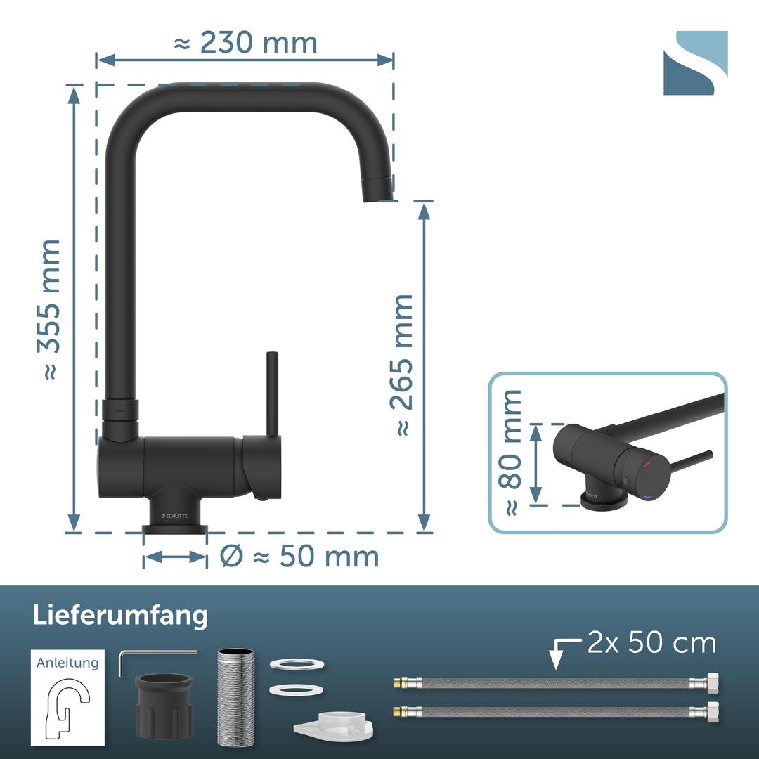 Küchenarmatur Unterfenster Schwarz umklappbar 360° schwenkbar - Bild 3
